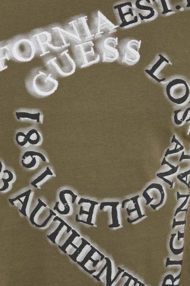 Бавовняна футболка Guess колір зелений з принтом (3576217) фото 5