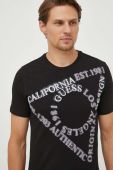 Бавовняна футболка Guess колір чорний з принтом (3576222)