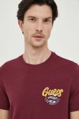 Футболка Guess чоловічий колір бордовий з принтом