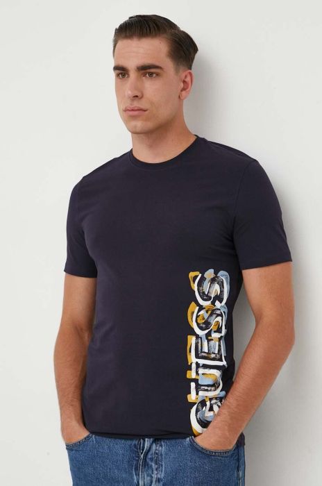Футболка Guess чоловічий колір синій з принтом (3598986)
