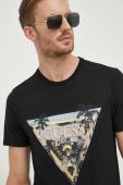 Бавовняна футболка Guess колір чорний з принтом (3548220)