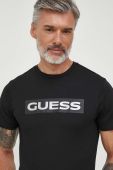 Бавовняна футболка Guess чоловічий колір чорний з принтом (3619428)