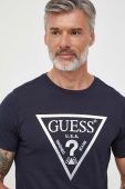 Бавовняна футболка Guess чоловічий колір синій з принтом (3610979)