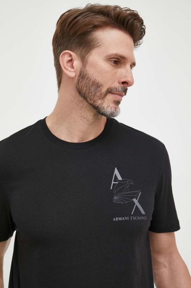 Бавовняна футболка Armani Exchange чоловічий колір чорний з принтом (3354732) фото 4