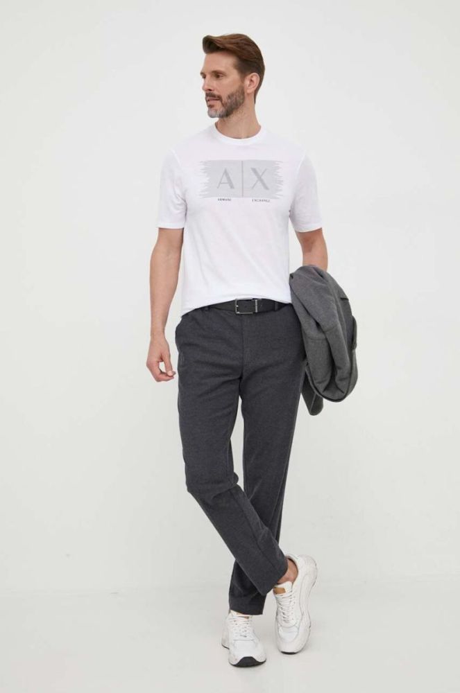 Бавовняна футболка Armani Exchange колір білий з принтом (3354747) фото 2