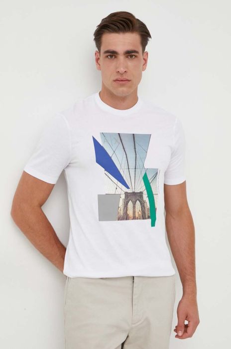 Бавовняна футболка Armani Exchange колір білий з принтом (3432848)