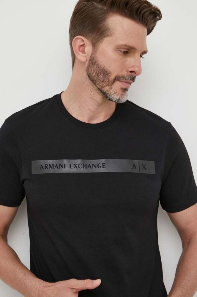Бавовняна футболка Armani Exchange колір чорний з принтом (3352280) фото 4