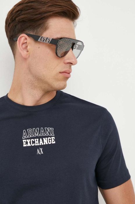 Бавовняна футболка Armani Exchange колір синій з принтом (3426600)