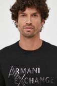 Бавовняна футболка Armani Exchange колір чорний з принтом (3447939)