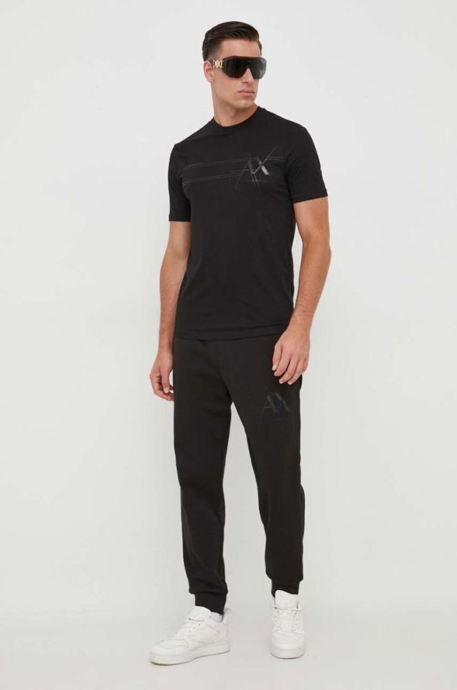 Бавовняна футболка Armani Exchange чоловічий колір чорний з принтом (3610989) фото 2