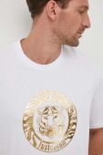 Бавовняна футболка Just Cavalli чоловічий колір білий з принтом