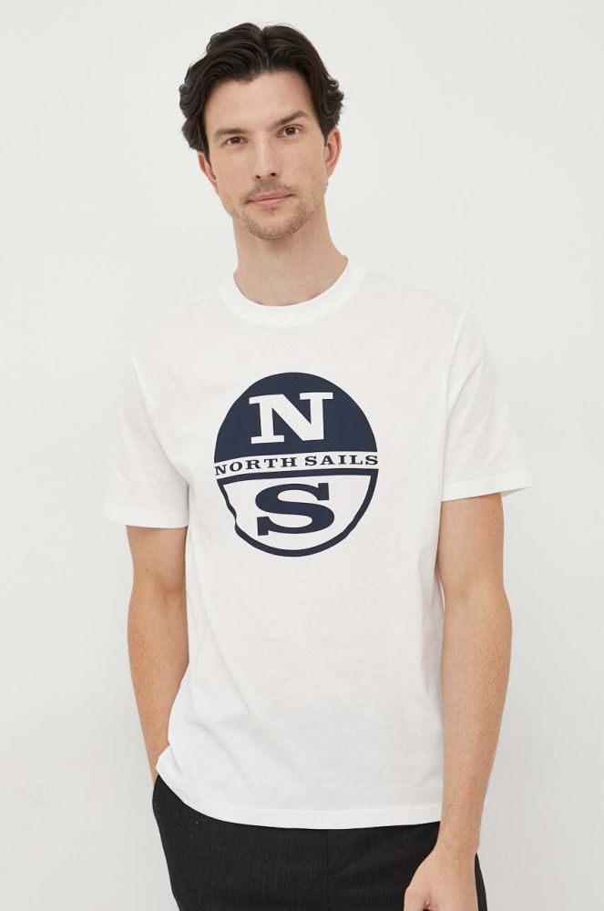 Бавовняна футболка North Sails колір білий з принтом (3555448)