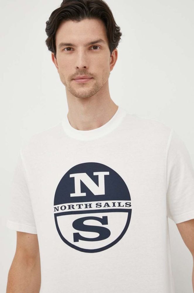 Бавовняна футболка North Sails колір білий з принтом (3555448) фото 4