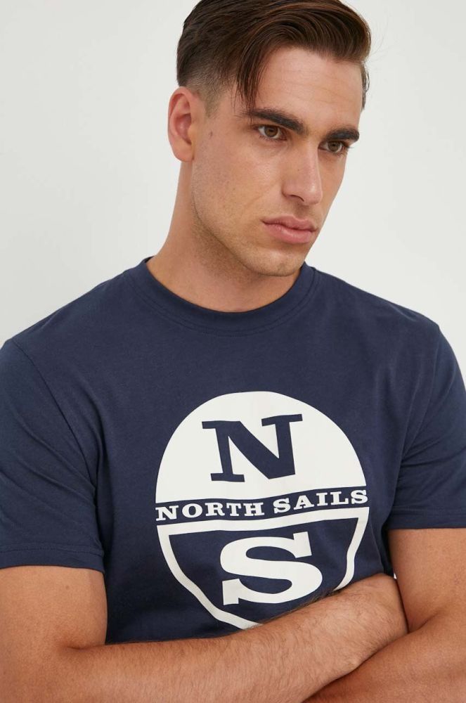 Бавовняна футболка North Sails з принтом колір темно-синій (3555463)