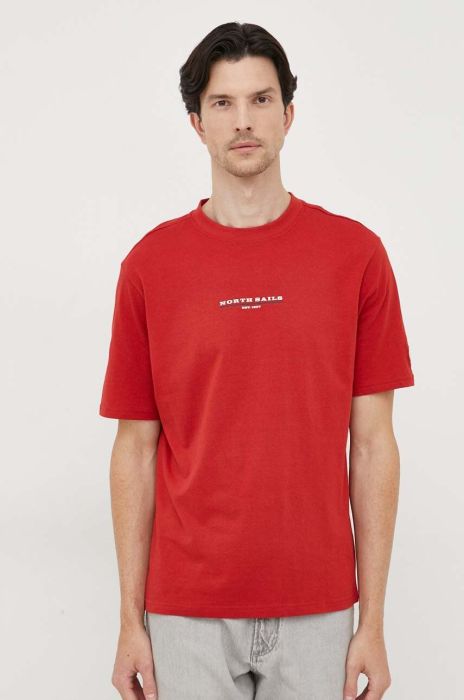 Бавовняна футболка North Sails колір червоний з принтом (3459889)