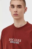 Бавовняна футболка Dickies колір бордовий з принтом