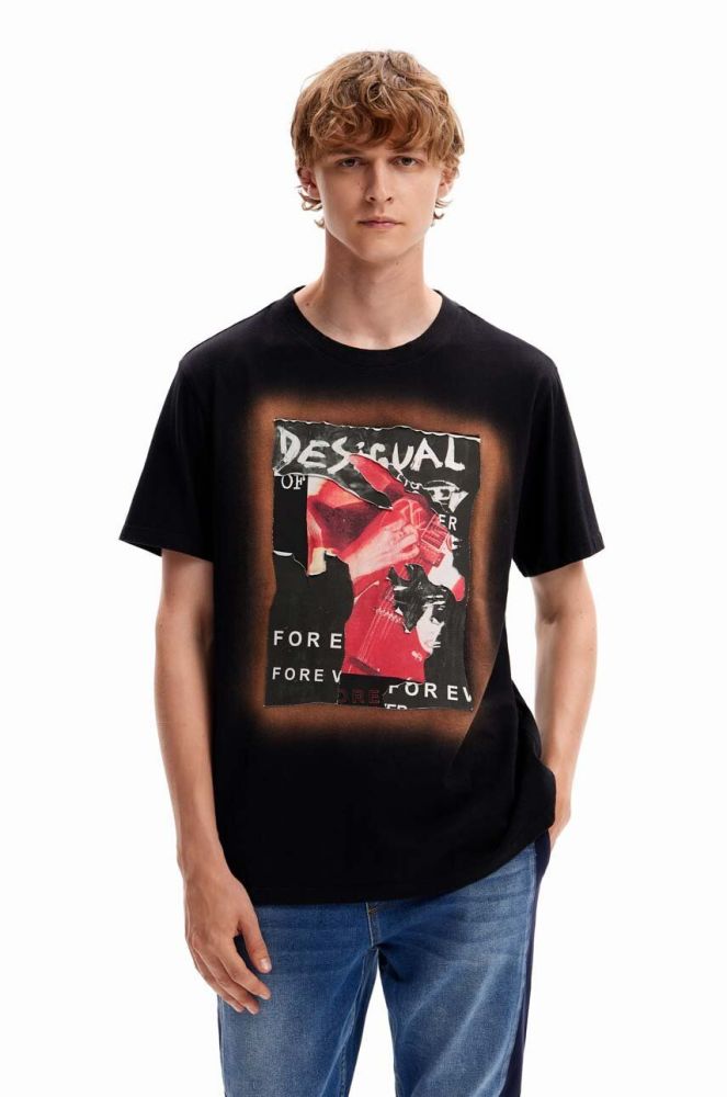 Бавовняна футболка Desigual колір чорний з принтом (3483064)