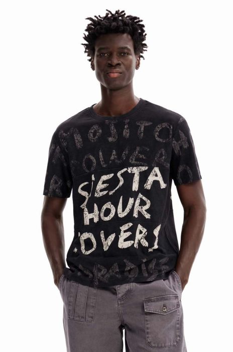 Бавовняна футболка Desigual колір чорний з принтом (3349287)