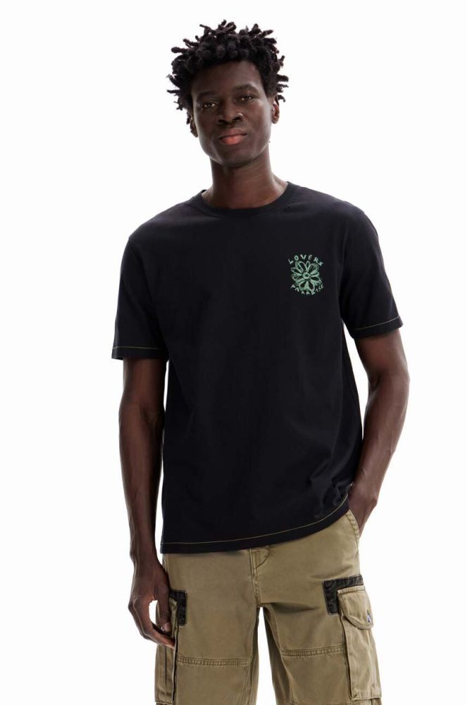 Бавовняна футболка Desigual колір чорний з принтом (3349294)