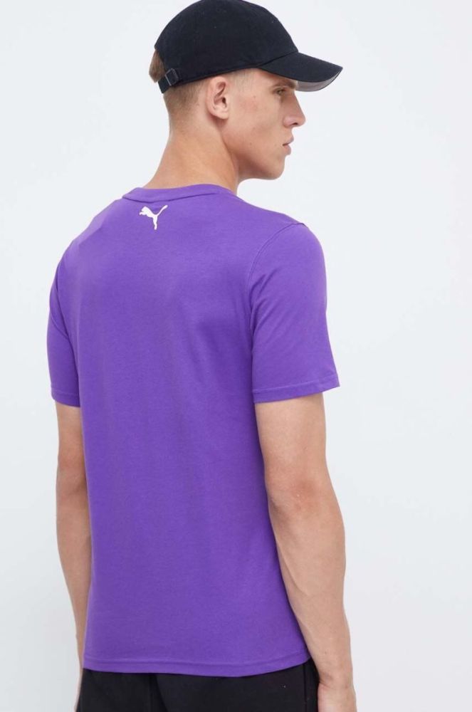 Бавовняна футболка Puma колір фіолетовий з принтом фото 3