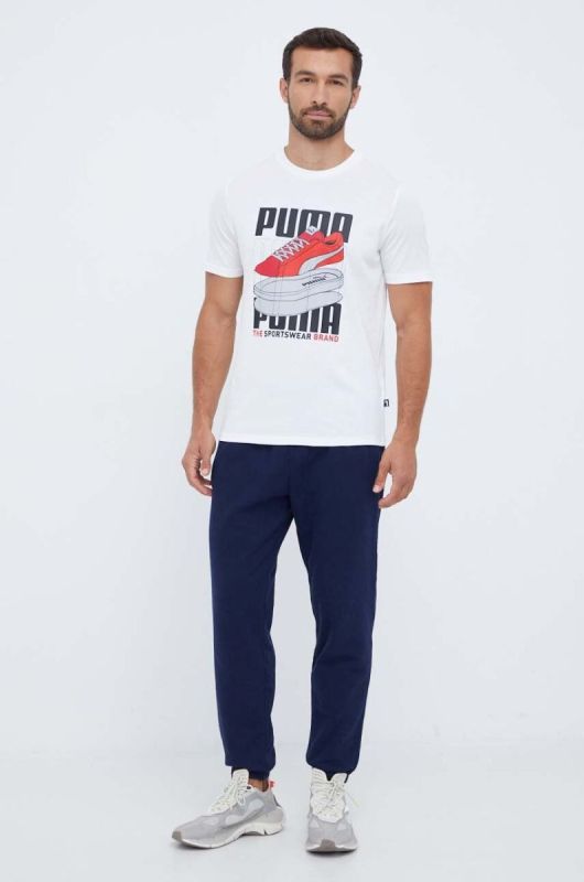 Бавовняна футболка Puma колір білий з принтом (3468186) фото 2