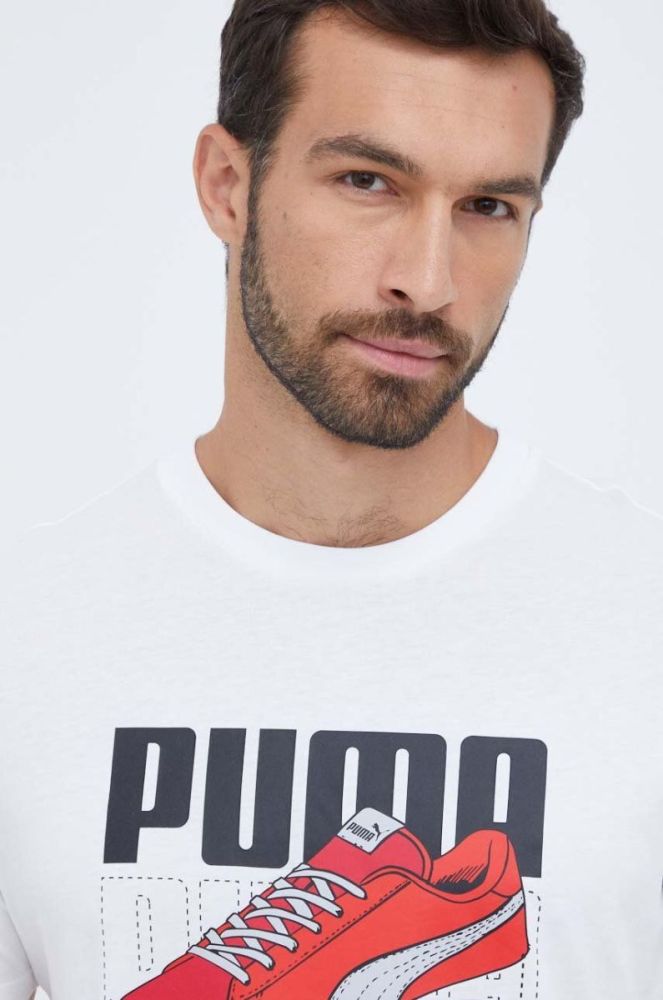Бавовняна футболка Puma колір білий з принтом (3468186) фото 4