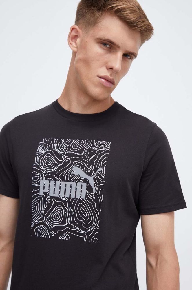 Бавовняна футболка Puma колір чорний з принтом (3558891)