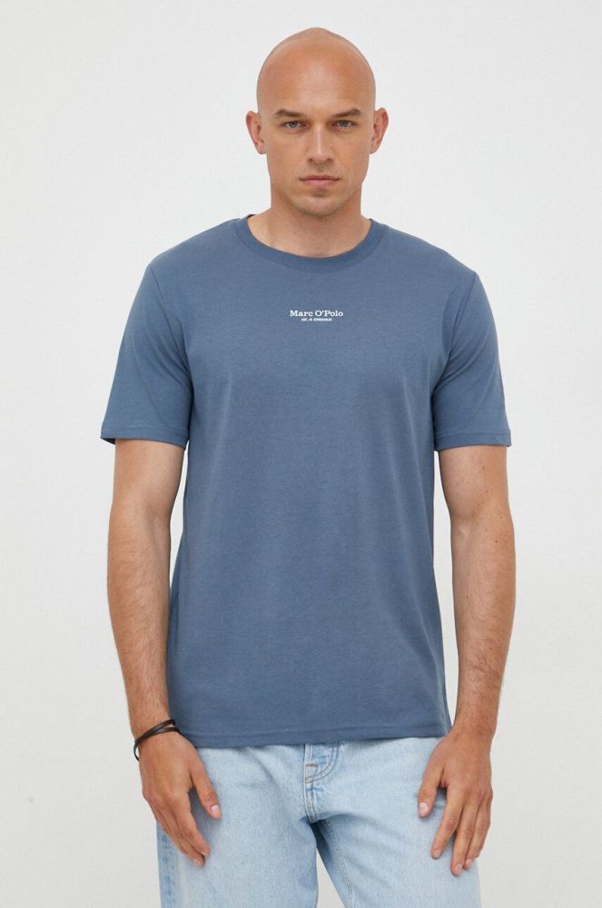 Бавовняна футболка Marc O'Polo з принтом колір блакитний (3349332)