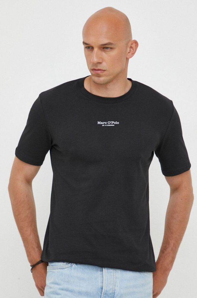 Бавовняна футболка Marc O'Polo колір чорний з принтом (3349328)