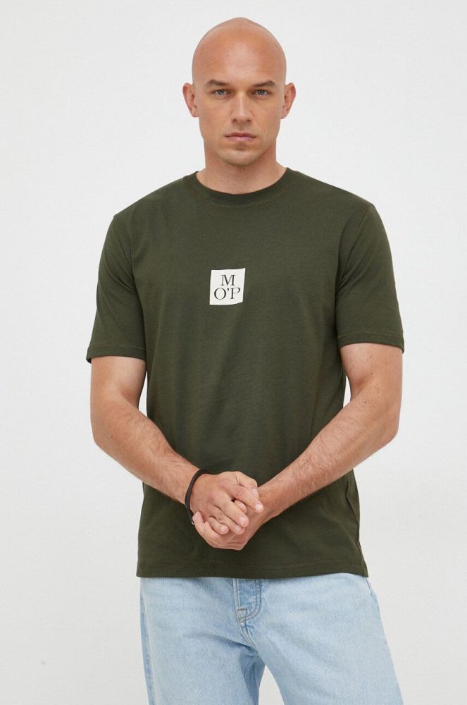 Бавовняна футболка Marc O'Polo колір зелений з принтом (3349347)
