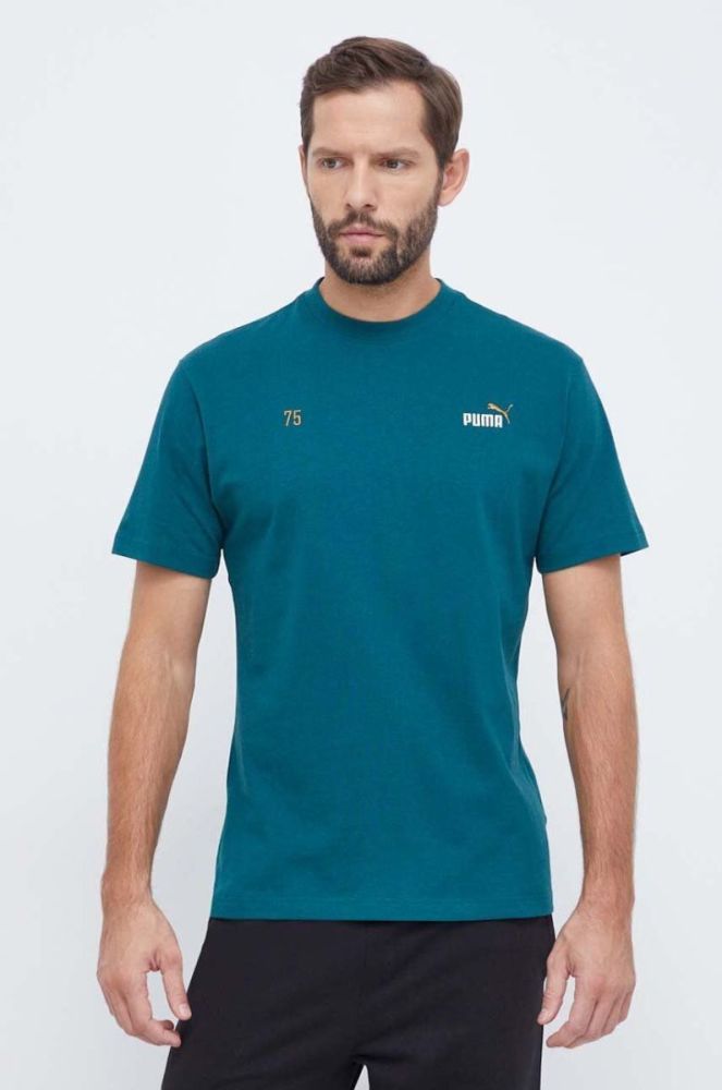 Бавовняна футболка Puma чоловічий колір зелений з принтом фото 4