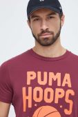 Бавовняна футболка Puma чоловічий колір бордовий з принтом
