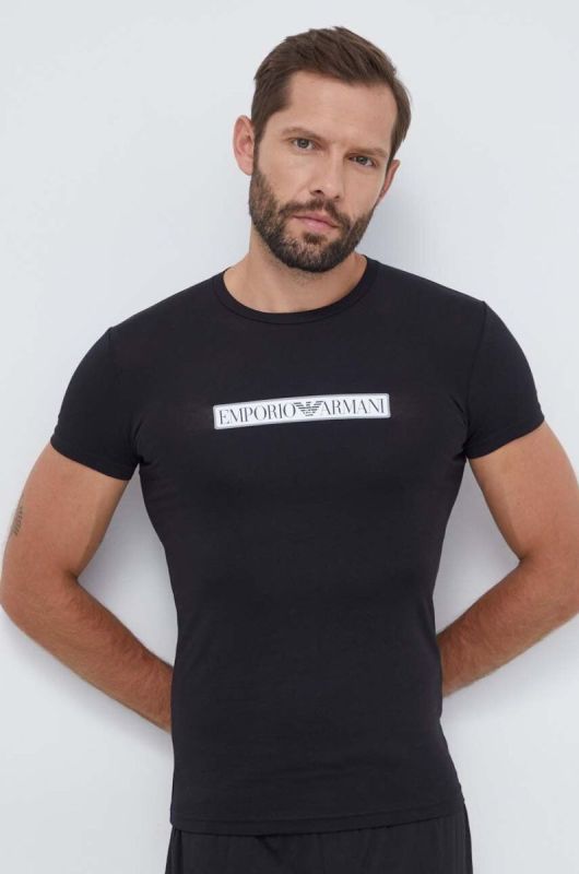 Футболка лаунж Emporio Armani Underwear колір чорний з принтом фото 2