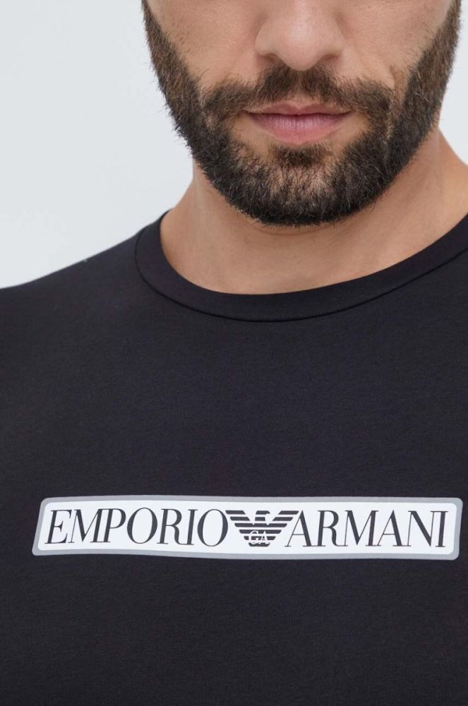 Футболка лаунж Emporio Armani Underwear колір чорний з принтом фото 4