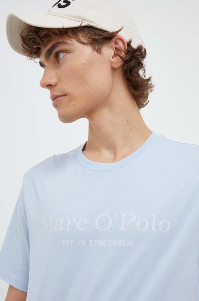 Бавовняна футболка Marc O'Polo з принтом колір блакитний (3464391)