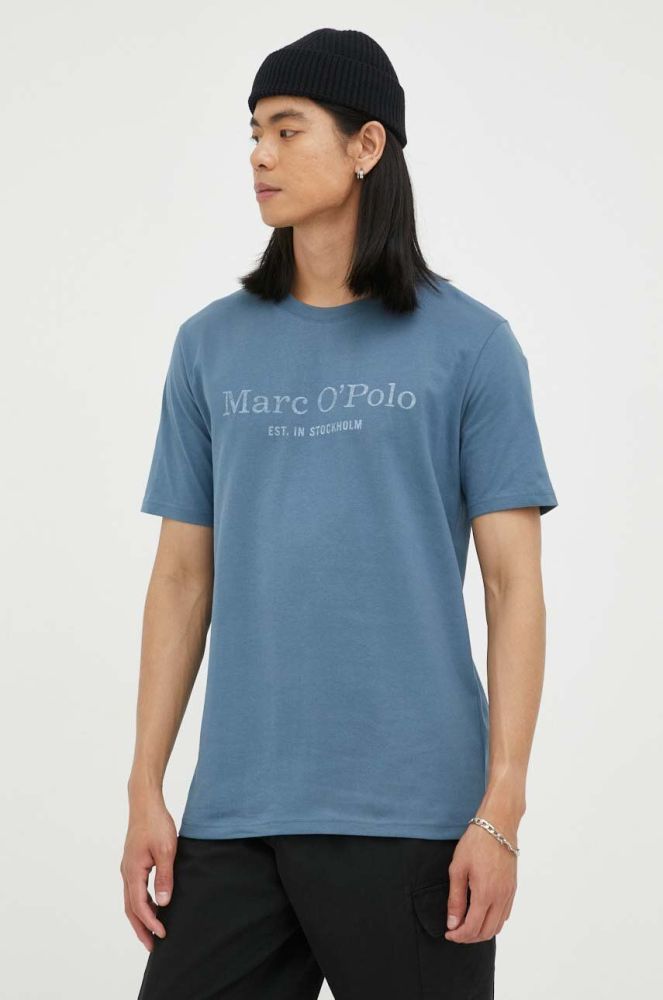 Бавовняна футболка Marc O'Polo колір синій з принтом (3443998)