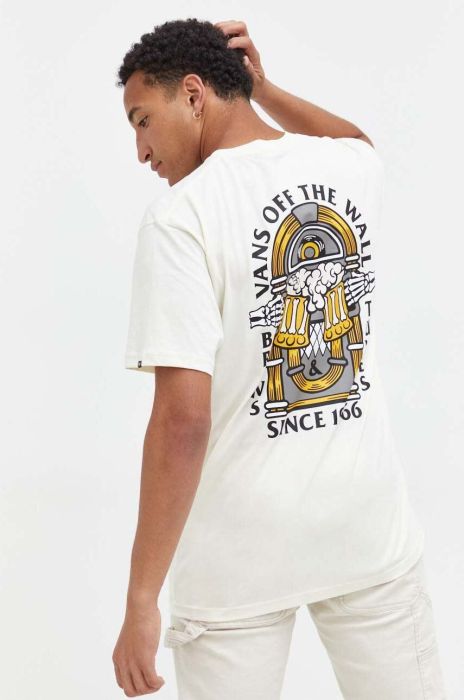 Бавовняна футболка Vans колір бежевий з принтом (3478526)