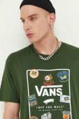 Бавовняна футболка Vans колір зелений з принтом (3380023)