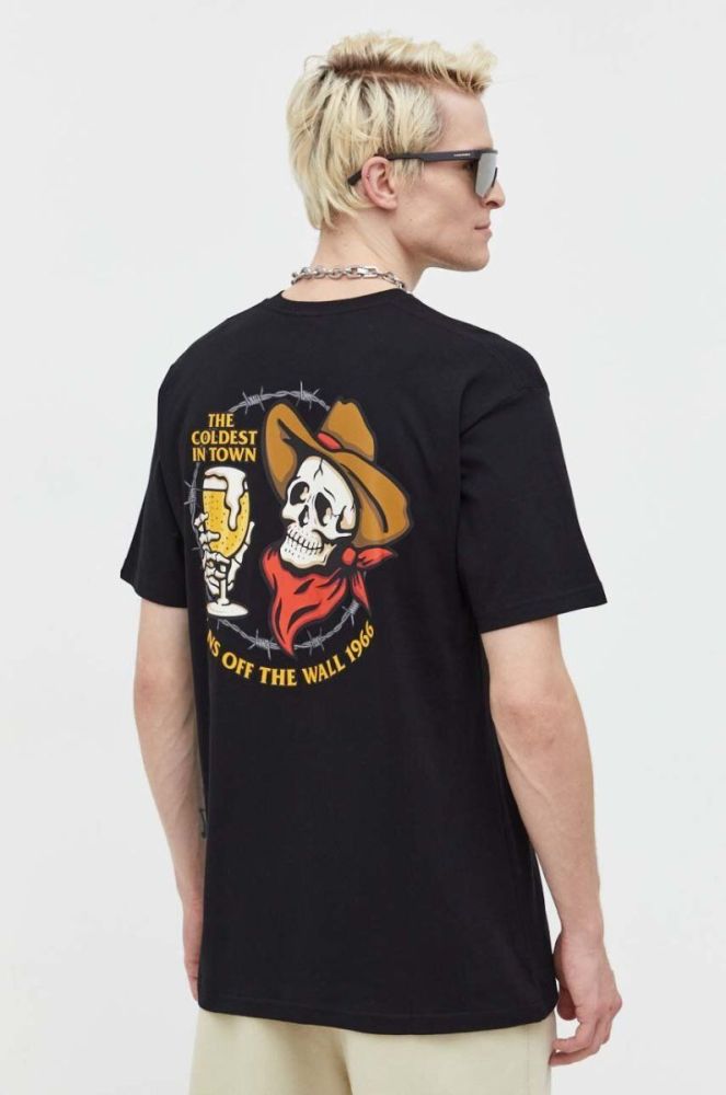 Бавовняна футболка Vans колір чорний з принтом (3490692) фото 4