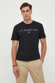 Бавовняна футболка La Martina колір чорний з принтом (3426635)