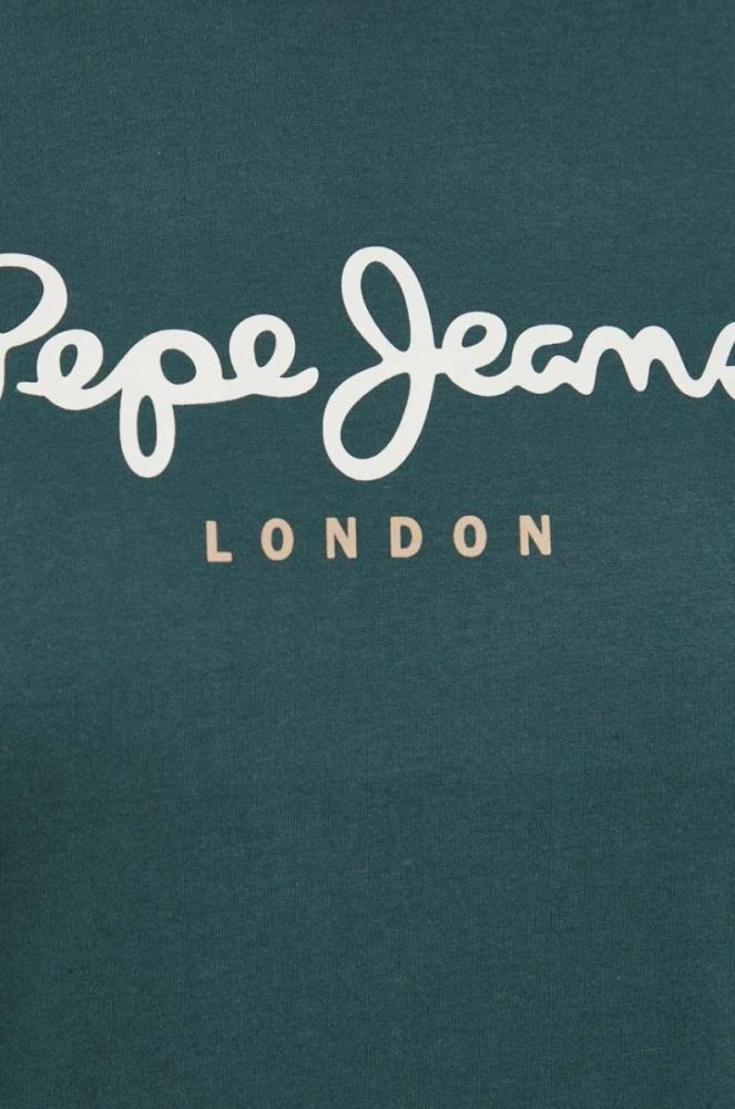 Бавовняна футболка Pepe Jeans колір зелений з принтом (3520737) фото 4