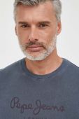 Бавовняна футболка Pepe Jeans Jayden колір синій з принтом