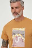 Бавовняна футболка Pepe Jeans чоловічий колір жовтий з принтом