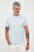 Бавовняна футболка Pepe Jeans з принтом колір блакитний