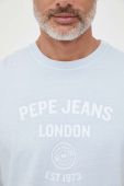Бавовняна футболка Pepe Jeans з принтом колір блакитний