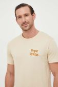 Бавовняна футболка Pepe Jeans колір бежевий з аплікацією