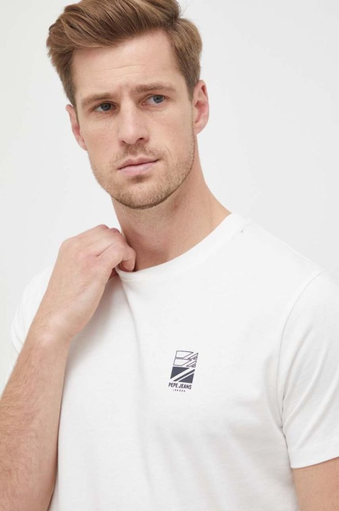 Бавовняна футболка Pepe Jeans Walter колір білий візерунок фото 4