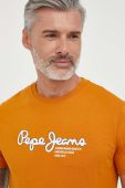 Бавовняна футболка Pepe Jeans Wido колір помаранчевий з принтом