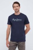 Бавовняна футболка Pepe Jeans Wido колір синій з принтом