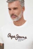 Бавовняна футболка Pepe Jeans Wido колір бежевий з принтом